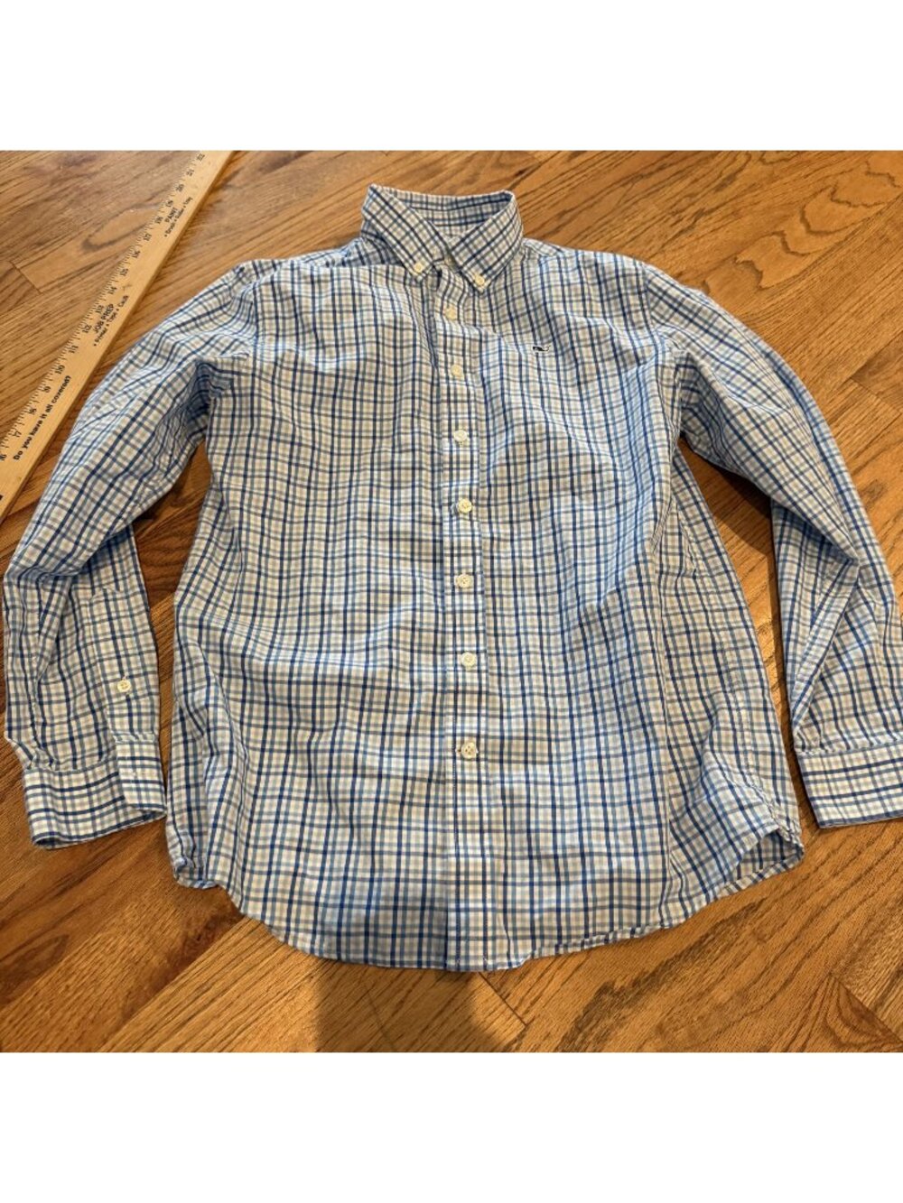 Vineyard Vines Boys Long Sleeve Blue Plaid Shirt Large Size 16
